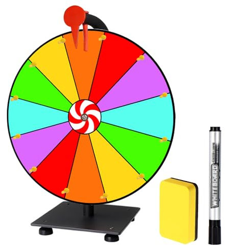Afenau Glücksrad zum Drehen, 30cm Glücksrad zum Selbstgestalten mit 12 Slots, Glücksrad mit Radiergummi und Markierstift, Farbe Glücksrad Spielzeug, Drehrad Glücksrad für Wortspiele, Neujahr, Party