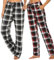 Ekouaer 2er Pyjamahose Damen Lang Schlafhose Karierte Schlafanzughose Freizeithose mit Taschen XXL