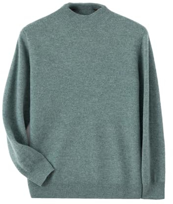 Adhdyuud Men's Winter Cashmere Jumper Merino Wool Knit Pullover Half High Collar Long Sleeve Jumper