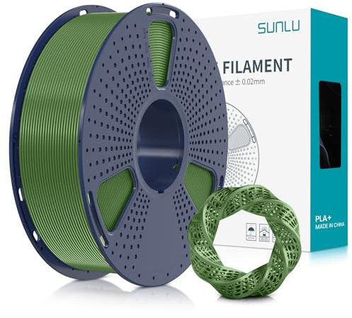 SUNLU PLA+ Filament 1.75mm, PLA Plus 3D Drucker Filament, Härter und Stärker 3D Druck PLA+ Filament, Neatly Wound, Maßgenauigkeit +/- 0.02mm, 1KG Olivgrün
