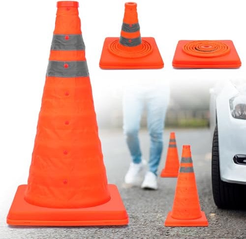TAOPE Coni stradali Traffico Pieghevole cono stradale, Blocco Stradale, stradali segnaletici, 45cm cono di sicurezza a striscia riflettente pop-up, sicurezza multiuso Arancione (Arancione 1 Pack)