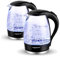 Aigostar Adam - Wasserkocher Glas 1,7 Liter, 2200 Watt, LED-Beleuchtung, 100% BPA Frei, Verdicktes Borosilikatglas Wasserkocher mit Kalkfilter, 360° Edelstahl Sockel, Trockenaufschutz, 2er-Packung
