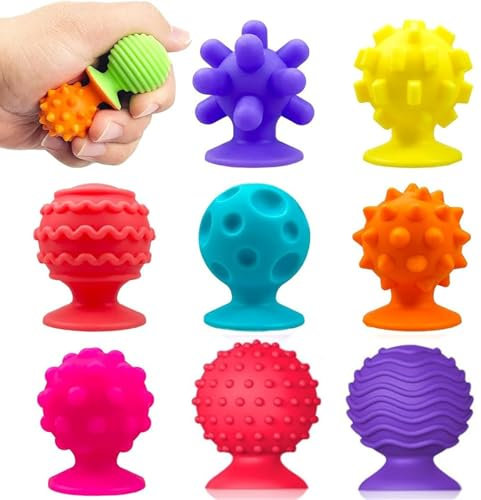 JoyJoyful 8 Stück Fidget Toys Erwachsene Kinder, Sensorik Autismus Antistress Spielzeug, Saugnapf Spielzeug Kinder, Silikon Badewannen Spielzeugs ab 3 Jahre Jungen Mädchen (Farbe ZufäLlig)
