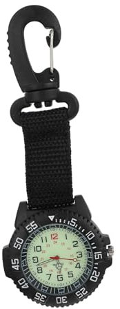 WRITWAA sportliche Taschenuhr Taucheruhr Kompassuhr Digitale Taschenuhr Halter Clip-Uhr Safety Watch Outdoor Watch schlüsselanhänger Backpacker-Hängeuhr Karabiner Uhr Zinklegierung Black