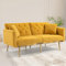Arhatreya 2-Sitzer Sofa aus weichem Samt, Umwandelbar in EIN 3-Fach verstellbares Schlafsofa, Robuste Metallfüße, Geeignet für Wohnzimmer, Schlafzimmer, Gelb
