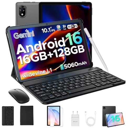 DOOGEE U10 Tablette Android 16, Tablette 10 Pouces Écran IPS HD, 16Go RAM+128Go ROM/2To TF, Quad Core 2,0 GHz,Tablette avec Clavier Batterie 5060mAh,8MP+5MP, Widevine L1/WiFi 6/BT 5/OTG