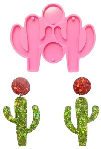 Stampo in resina a forma di cactus in resina epossidica per gioielli per orecchini, portachiavi, ciondolo in silicone