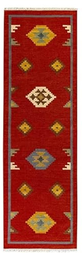 HAMID - Kelim Teppich Lori mit Geometrischem Oriental Design - 100% Wolle - Handgeknüpfter - Flurteppich, Schlafzimmer, Wohnzimmer… (D.3, 250x80 cm)…
