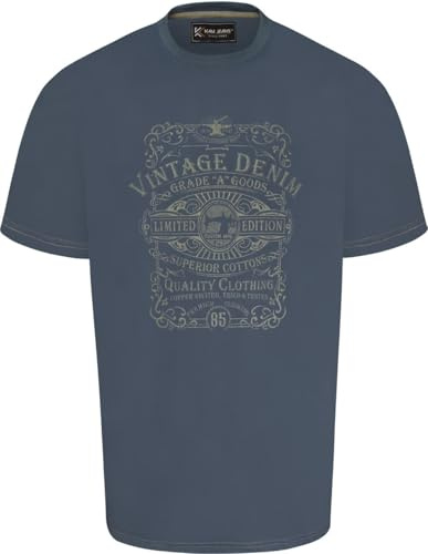 Kam Jeanswear Mens Vintage Denim Graphic Print SS T-Shirt - Blue