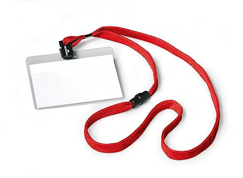 Durable Namensschild (mit Textilband 10, 60 x 90 mm, Bandlänge 44 cm) Packung à 10 Stück, rot, 813903