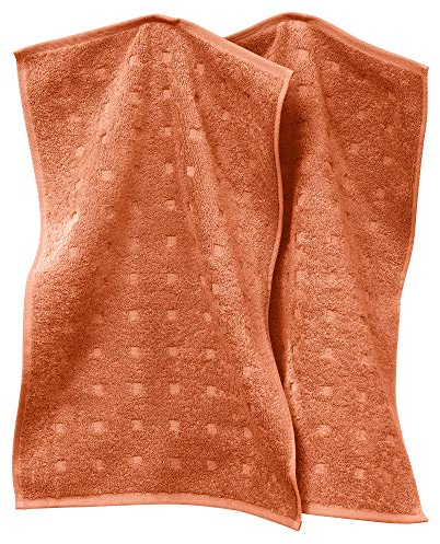 Möve Gästetuch 2er-Pack Quadretti Walk-Frottier Terracotta Größe 30x50 cm