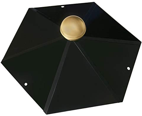 SunnyDeals Pavillon-Haube | Pavillondach 6-eckig | schwarz glänzende Pulverbeschichtung | Messingkugel | edle Optik | Firsthaube | Kantenlänge 25cm