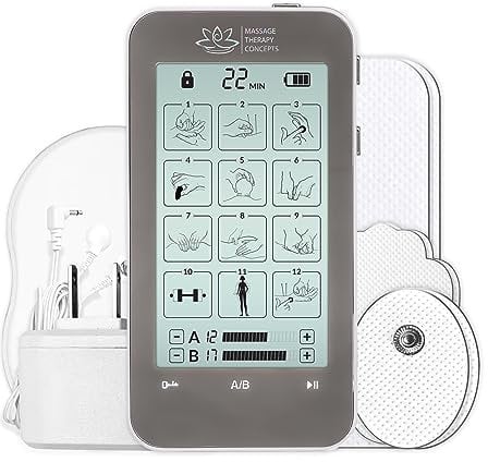 TENS-Gerät und EMS-Kombinationsmuskelstimulator mit 2 Kanälen, 12 Modi zur Schmerzbehandlung für Rücken, Nacken, Arme, Beine, Bauchmuskeln und Muskelrehabilitation.