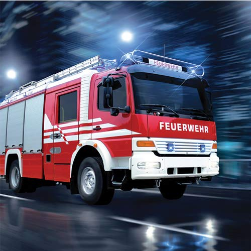 WallArena - Vlies Fototapete Kinderzimmer 208x146 cm Feuerwehrfahrzeug Feuerwehr Jugendzimmer - Fototapeten Tapeten für Kinder Kindertapete - Vliestapete Wandtapete Tapete 3D Effekt
