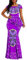 VERWIN African Dress Cap Sleeve Square Neck Floor-Length Geometric Mermaid Maxi Dress Long Dress (XX-Large, Purple)