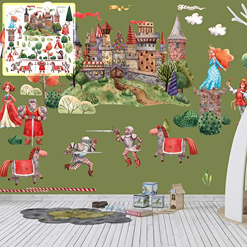 XXL Wandtattoo Ritter Ritterburg Set verschiedene Motive| Kinderzimmer Aufkleber bunt Wanddeko
