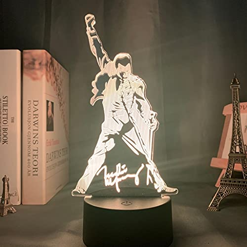 Lampada 3d Queen Freddie Mercury Figura Led Night Light Touch Sensor Baby Kids Nightlight per ufficio Lampada decorativa 3d Regalo