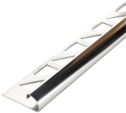 Dalsys Fliesenschiene Viertelkreisprofil Edelstahl Poliert 2,5m x 8mm, Rundprofil Halbrundprofil Fliesenprofil
