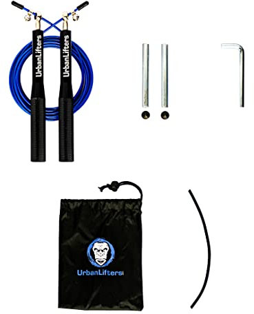 Urban Lifters Speed/Skipping Ropes –High grade aluminium handles, removable weights, rope protector, adjustable locking mechanism. Perfect for cardio, HIIT, boxing, mma, gymnastics & bodybuilding