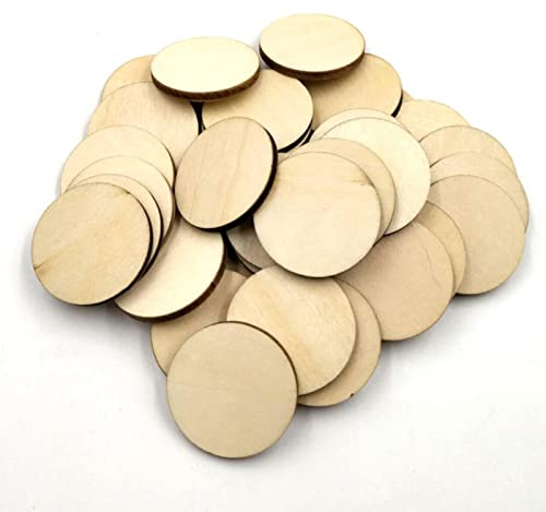 Kisbeibi 100 Stück Holzscheiben, 20 mm, unlackiert, runde Holzscheite, natürliche Blanko-Holzkreise zum Bemalen, Türaufhänger