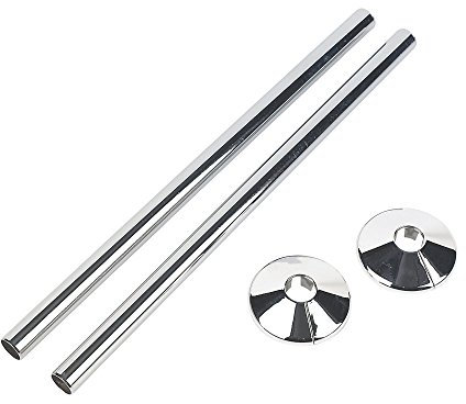 2 X 15mm X 350mm Chrome RADSNAPS Pipe Covers + Collars Bathroom RADIATORS Pipes