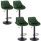 WOLTU 4 x Barhocker Tresenhocker, Gute gepolstert, Samt, Höhenverstellbar, Drehbar, Hocker, Dunkelgrün BH219dgn-4