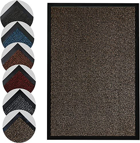 Homatz Door Mat Indoor & Outdoor Heavy Duty Floor Mat - Non Slip Rubber Back Door Mats Indoor Rug - Dirt Trapper Super Absorbent Front Door Mat, Washable Doormats Barrier Mat (Brown,50x80 cm)