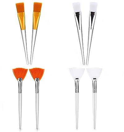 8pcs Spazzole per Maschera Facciale,Spazzole a Ventaglio,Morbido Ventaglio Facciale Pennello,Maschera Facciale Applicatore,Pennelli per Maschera Viso,Spazzole a Ventaglio per Maschera Fango Due stili