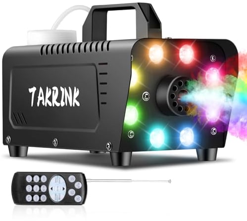 TAKRINK 900W Nebelmaschine Rauchmaschine Smoke Machine 16 Farben RGB Lichteffekt Mini Nebel Maschine mit Fernbedienung für DJ Disco Party, Hochzeit, Halloween, Weihnachten