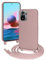 FERLAN Coque avec Cordon pour Xiaomi Redmi Note 10 4G,Ultra Mince Antichoc Silicone Liquide Souple Étui avec Cordon Souple Doux Portable Lanyard Couverture Protection,Poudre Sable