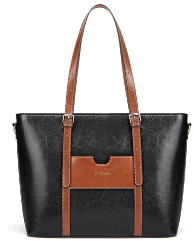 Cnoles Handtasche Damen Leder Shopper Tasche Tote Bag Handtasche Schultertaschen für Arbeit Büro Reisen Einkaufen Schule und Alltag