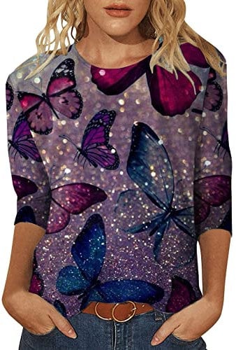 Prime Deals Ladies Dusky Pink Tops White Ladies T Shirt with 3/4 Sleeve Women Blouses Elegant Long Sleeve Sports Top Womens Long Sleeve Blouse Ladies Long Sweatshirt Amazon Outlet Clearance UK
