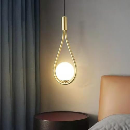 THisga Globo de cristal Lámpara colgante dormitorio Mesilla de noche Lámpara de mesa de comedor Minimalismo Lámpara de techo salón comedor cocina Lámpara colgante G9 21 * 42cm