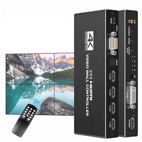 4K HDMI Video Wall Controller 2x2 HDMI DVI Video Wall Processor 1X2 1X4 1X3 2X1 3x1 4X1 Multi Video Screen Processor Splicer (Farbe: US-Standard, Größe: andere)