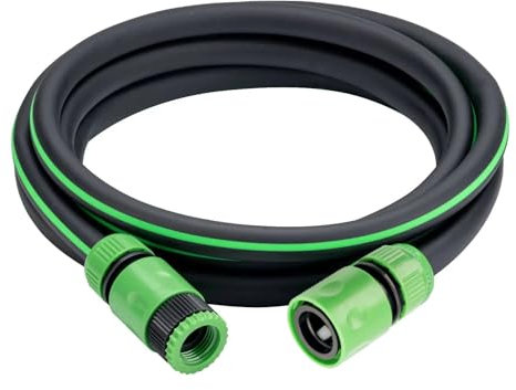 Dcizlont Ensemble de tuyau d'arrosage court, avec 2 connecteurs de tuyau, kit d'extension de robinet extérieur de 3 m, pour arrosage de jardin et rallonge de tuyau, diamètre intérieur 1,27 cm, noir