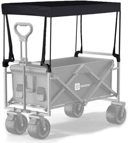 Sadodo Outdoor Folding Cart Cover, Adjustable Sun Shade Canopy for Golf Carts, Beach Carts, Picnic Tables, Waterproof, Canopy Roof with Sticks For 1.5cm pole thickness,Camping Garden