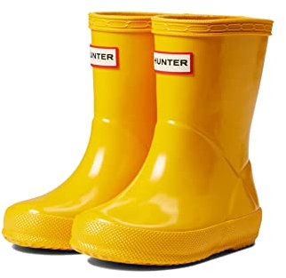 Hunter Stivali da pioggia originali First Classic Gloss unisex per bambini, Giallo, 10 Toddler