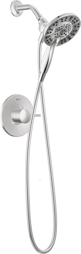 Delta Wasserhahn Albion 14 Serie Einhandbrause Wasserhahn Chrom Duschverkleidung Kit mit 4 Einstellungen In2ition 2-in-1 Dual Handbrause mit Schlauch, Chrom T142855-I (Ventil nicht im Lieferumfang