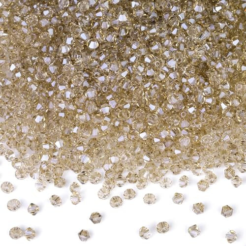 DoDoBeads 720 Pcs 4mm Bicone Crystal Champagne Flare Beads for Jewellery Making, Bracelet Making