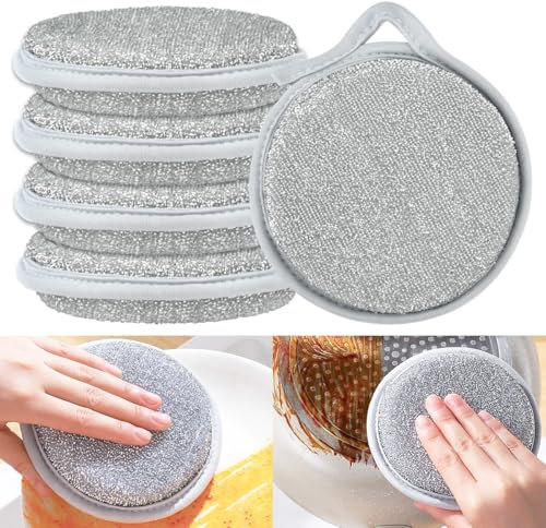 5 Stück Topfreiniger Putzlappen Spültücher,Wiederverwendbar Topfreiniger Putzlappen,Spülschwamm Topfreiniger Zweiseitig Spülschwamm Multipurpose Wire Dishwashing Rags Schwämme Küche