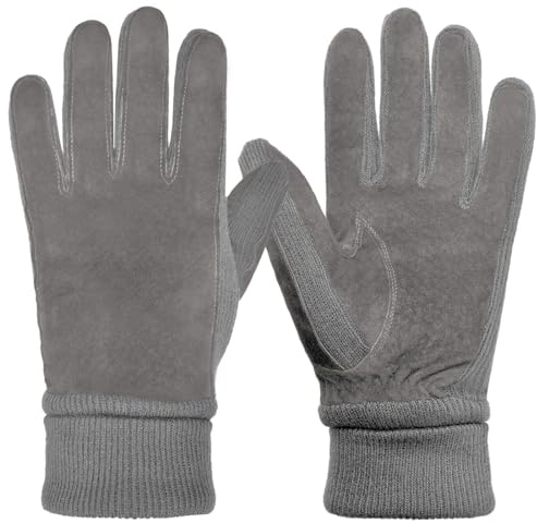 Harssidanzar Damen Winter Wildleder Handschuhe Thermal Wolle Fleece gefüttert Outdoor Wärme SL024EU
