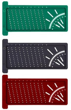 3 Stück Präzisions-Holzbearbeitungswerkzeuge, T-Typ Holzbearbeitung Scribe Mark Lineal Loch Positionierung Cross-Out Schreiner Winkel Messwerkzeug (Schwarz+Rot+Grün)