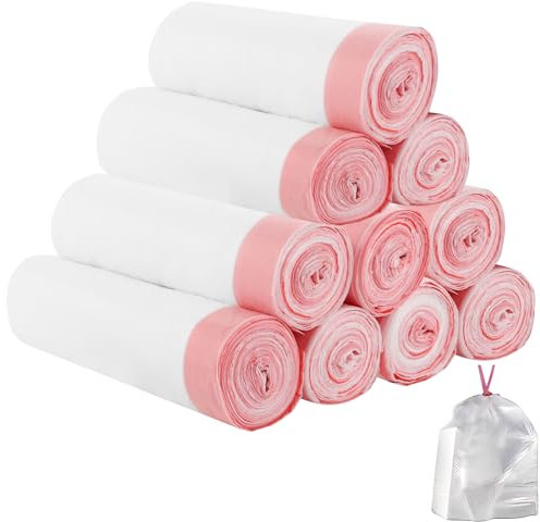 LOPYXBR 100 bolsas de basura con asa de transporte, 50 L, 60 x 70 cm, grandes bolsas de plástico gruesas, bolsas de basura de plástico blancas, resistentes al desgarro y al agua