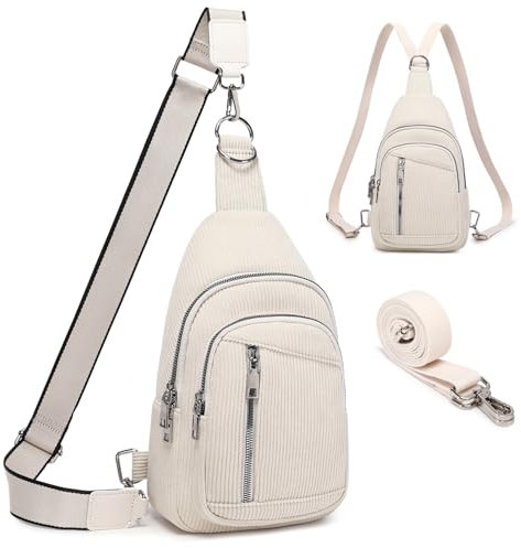 Travistar Brusttasche Sling Bag Damen Herren Mittelgroß 2 in 1 Rucksack Damen Klein mit 2 Abnehmbare Schultergurte, Cord Umhängetasche Handtasche Schultertasche Diebstahlsichere Crossbody Bag Damen
