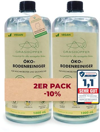 Set di 2 detergenti ecologici per pavimenti GRASHÜPFER® per robot lavapavimenti [CITRUS BLOSSOM] - Detergente per robot lavapavimenti compatibile con Roborock, Dreame, Ecovacs & Co. per laminato, parq