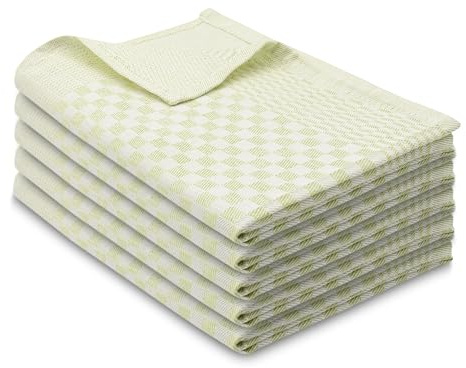 ZOLLNER Ensemble de 5 torchons 100% Coton, 46x70 cm, Vert.