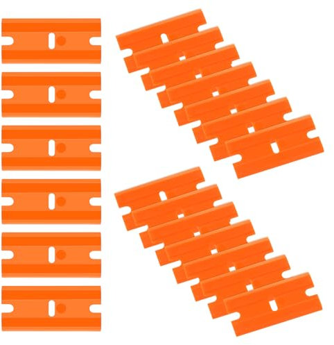 Flintronic 20 Pezzi Lame di Ricambio, per Raschietti a Lama da 40mm, Lame a in Plastica, per Pulito, per Vetro per Cucina e casa, Colla, Colore, Decalcomanie, Piano Cottura e Forno