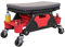 HOMCOM Tabouret d'atelier Mobile Charge Max 135 kg, Tabouret de mécanicien avec roulettes Rotatif à 360° avec Plateaux à Outils coulissants et tiroir, siège Roulant pour réparation Auto Garage, Noir