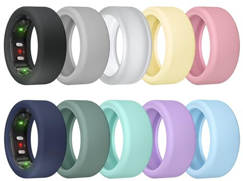 MAKCPOIMER Ringhülle für RingConn Gen 2, elastischer Silikonringschutz für RingConn Gen 2, Air Workout, Zubehör für Herren und Damen, 10 Stück (alle 10 Farben - 4, S (7/8/9/10/11))