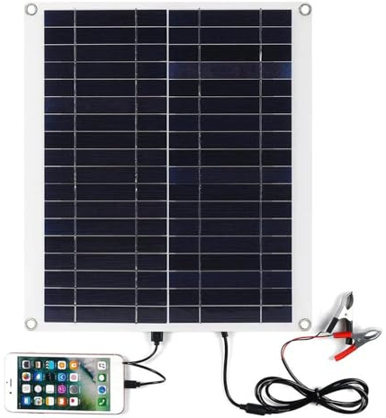 Mini Panneau Solaire 20w 18v, Chargeur De Panneau Solaire USB 5v, Mini Cellules Solaires Portables, Chargeur De Batterie, Chargeur Et Mainteneur avec Pinces Crocodiles